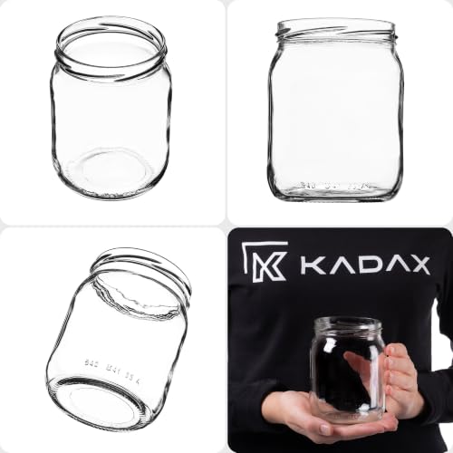 KADAX 8er Set Einmachgläser 540ml TO82 Schwarz kariert, Sturzgläser Mason Jar mit Schraubdeckel, Luftdichte Twist-off Gläser, Meal Prep… – Ansicht 5