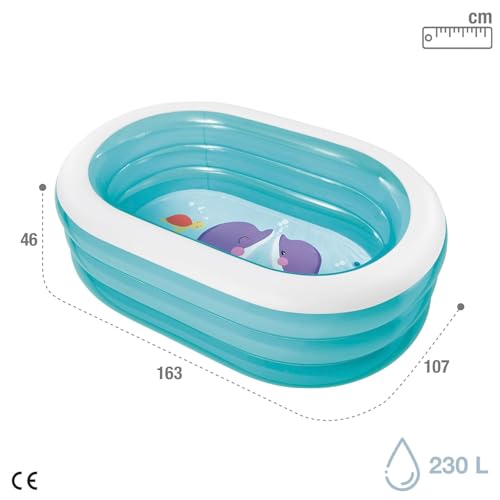 Image of Storio Oval Whale Inflatable Pool for Kids - Multicolor | Baby Swimming Pool for Toddlers | Whale Design Water Play Pool for Balcony, Garden & Outdoor | Safe PVC Splash Tub for Boys & Girls