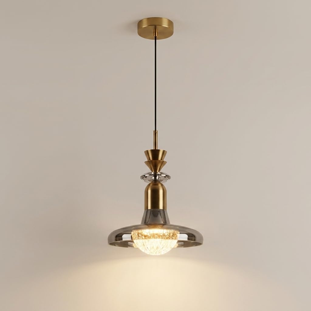 Smokey Glass 3 Color Mode LED Pendant Light for Foyer & Bedside-image-9