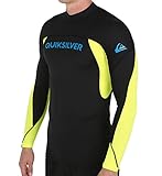 Quiksilver Men's Performer Long Sleeve Surf Tee Rashguard, Black/Safety Yellow, Medium