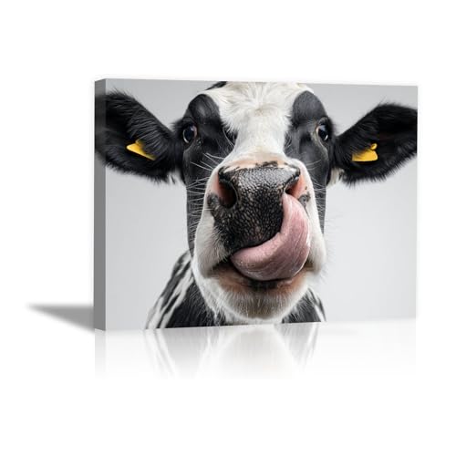 Cuadros de vaca divertida que alegran la decoracion del baño y estancias de casa
