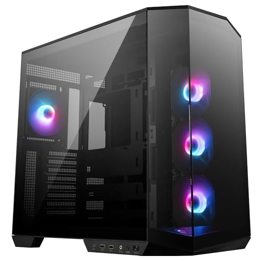 MSI MAG PANO 100R PZ ATX PC Case - Capacità ATX, staffa di installazione GPU Verical, supporto GPU, filtri antipolvere, staffa di archiviazione oscillante, doppia camera, USB 20Gbps Type-C