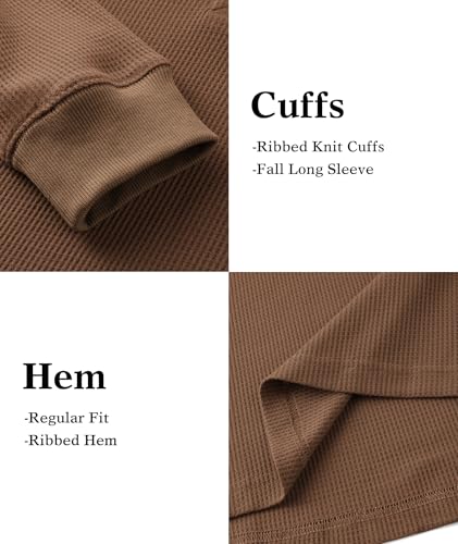 Henley Long Sleeve Shirts for Men Waffle Thermal Fashion Casual Tee Shirt Three Button Pullover with Pocket3