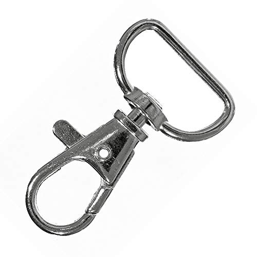 Premium Metal Lobster Claw Clasps - D-Ring Wide 1 Inch - 360 Degree Swivel Trigger Snap Hooks (10 Pack)