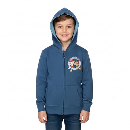 United Labels Paw Patrol Sweatjacke mit Kapuze für Jungen, Blau, Adventure, 122-128, Kapuzenpullover mit Reißverschluss, Hoodie Kapuzenjacke für Kinder