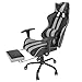 YYL Sedia da Gioco per Massaggi con Cuscino Lombare, poggiapiedi, poggiatesta, Ergonomico Schiena Alta Sedia da Gioco per Computer, Sedia da videogiocatore in Stile Racing(Grigio-Nero)