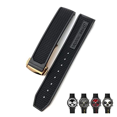 Bracelet de montre premium en caoutchouc 19mm finitions rose pour Speedmaster