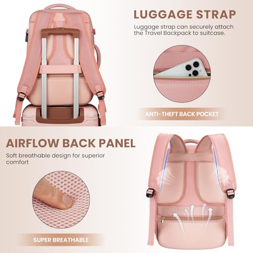 Image of YAMTION Luggage Sets 6 Piece,Hardside 20In Suitcase with Spinner Wheels,TSA Lock,Carry On Suitcase Travel Essentials for Personal Items,Pink