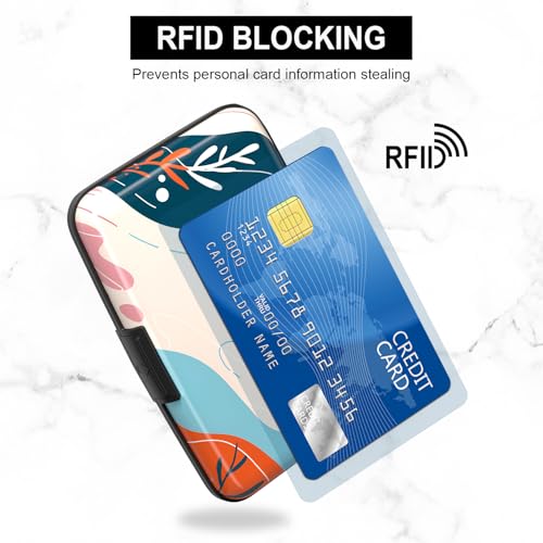 Image of Card Holder Credit Cards Holder for Women RFID wallet women Business Card Holder Wallet Mini Aluminum Card Wallet RFID Blocking Slim Metal Hard Card for Women, Abstract Figure