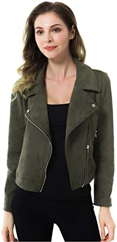 Apperloth A Women’s Solid Long Sleeve Faux Suede Motorcycle Jackets Zipper Short Coats