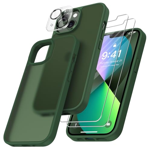 FLLAO 4 en 1 Coque pour iPhone 13 6.1", Vert foncé