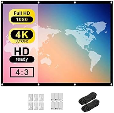 Tiardey Pantalla de proyector HD 4: 3 de 100 Pulgadas, Pantalla P...