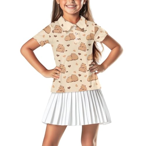 Girls Short Sleeve Polo Shirt Moisture Wicking Golf Tennis Top Collared Shirt for Girls Sizes 5-14