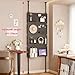 Tall Narrow Book Shelf Behind Door, Floor Storage Organizer with Hooks & 3 Pegboard, to Ceiling Tension Mount, Carbon Steel Industrial Shelf, Teles Clothes Rack