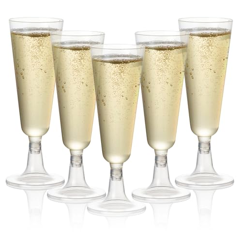 Matana - 24 Flute da Champagne Eleganti in Plastica, 150ml - Calici Plastica Rigida, Bicchieri da Brindisi per Feste, Compleanni, Matrimoni - Resistenti, Lavabili e Riutilizzabili