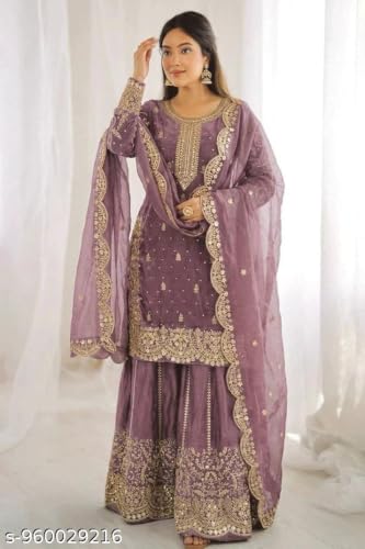 Image of Women's Casual Salwar Suit Pure Heavy Fendy Silk With Embroidery Sequence Work Full Sleeves Salwar Suit With Dupatta.Women's Ethnic Wear