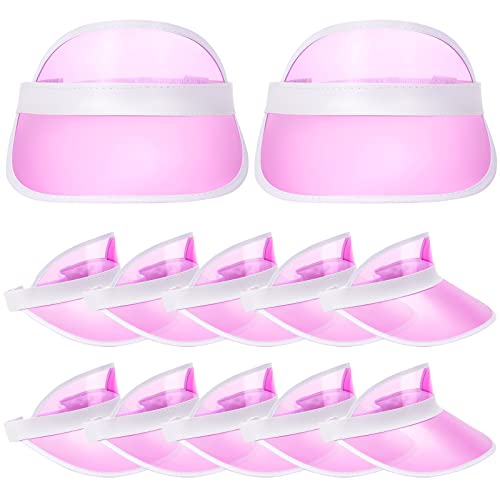 Jeyiour 12 Pcs Transparent Sun Visor PVC UV Protection Poker Visor Beach for Women Outdoor Sports Tennis Football Party