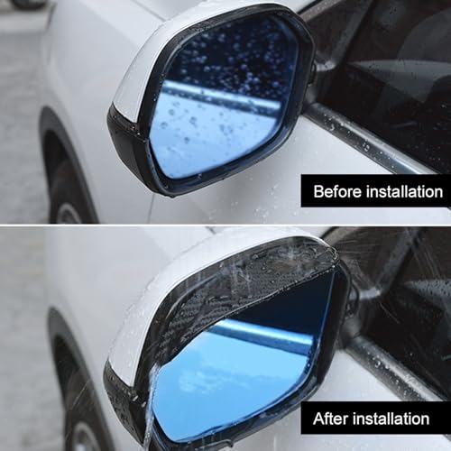 Mioloe 2 STÜCKE Universal Auto Rückspiegel Regenschutz Sonnenblende Augenbraue Kohlefaser Seitenspiegel Regenschutz Auto Zubehör (01)