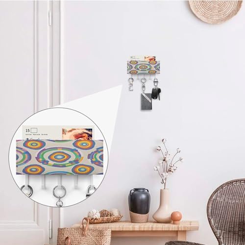 Soporte de pared para llaves sin taladro con 5 ganchos y diseño arco iris de moda 5