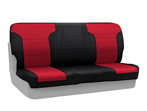 Coverking Custom Fit Front Solid Bench Seat Cover for Select Chevrolet S10 Models - Neosupreme (Red with Black Sides) #1