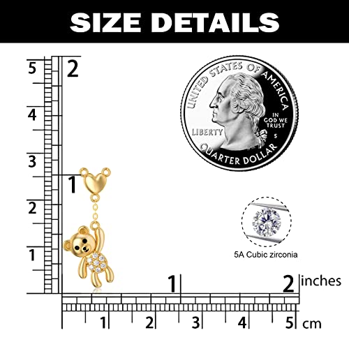 Wsx 14K Teddy Bear Pendant Charm Necklace For Women Diamond Simulated Yellow Gold Animal Jewelry Gift For Her #TOP5