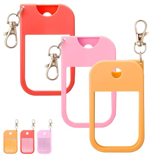 Palksky Protective Silicone Case for Touchland Hand Sanitizer with Keychain | Compatible with Power Mist & Glow Mist 1 fl oz | Anti-Slip Grip, Travel Cover Sleeve (Red,Pinkish,Orange),Travel Size