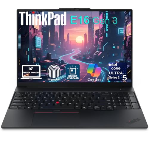 Image of Lenovo ThinkPad E16 Gen 3 Laptop, Intel Ultra 5 225H, 16GB DDR5 512GB SSD