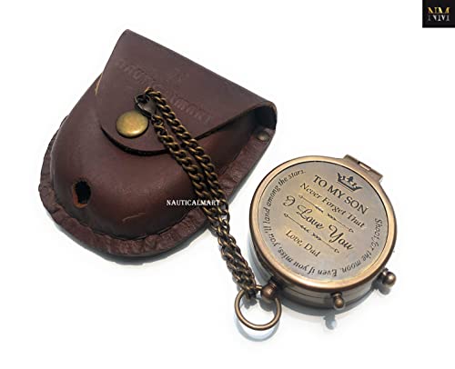 Brújula de Latón Portátil con Estuche de Cuero miniatura 7