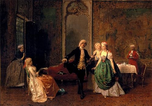 Pintura en lienzo La Lezione di ballo de Domenico Induno para decoración elegante de oficina 60x90cm