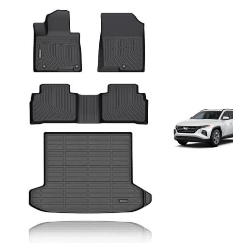 KELCSEECS Floor Mats & Cargo Liner for 2026 2025 2024 2023 2022 Hyundai Tucson(Not Fit Hybrid) All Weather Car Mats Cargo Mat Floor Liners Trunk Mat Hyundai Tucson Trunk Liner Accessories Black