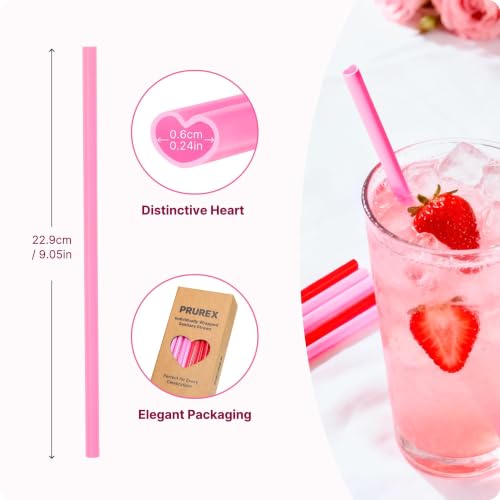 Image of 50pcs Heart Straws 8mm-Individually Wrapped Disposable Drinking Straws