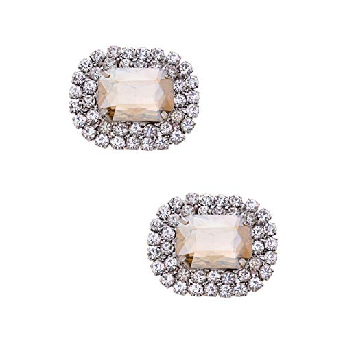 Ruihfas Bridal Wedding Shoes Dress Hat Accessories Fashion Rhinestones Crystal Shoe Clips 2 Pcs (Light Champagne)