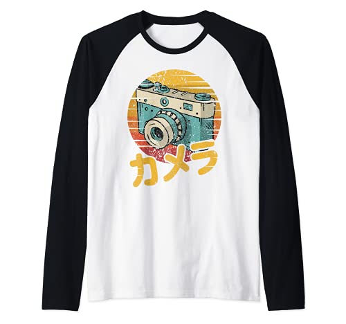 Retro Japanese Analog SLR Vintage Film DSLR Photo Camera Raglan Baseball Tee