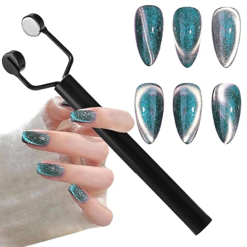Image of 3 IN 1 Cat Eye Nail Magnet U-Shaped Double Head Magnetic Gel Nail Polish Magnet Pen Magnets For Cat Eye Gel Polish Cat Eye Magnet For Nails Multifunctional Nail Design Tools (Black)