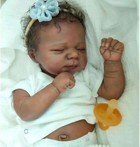 Muñeca Reborn Negra Anano 18 pulgadas con accesorios miniatura 4