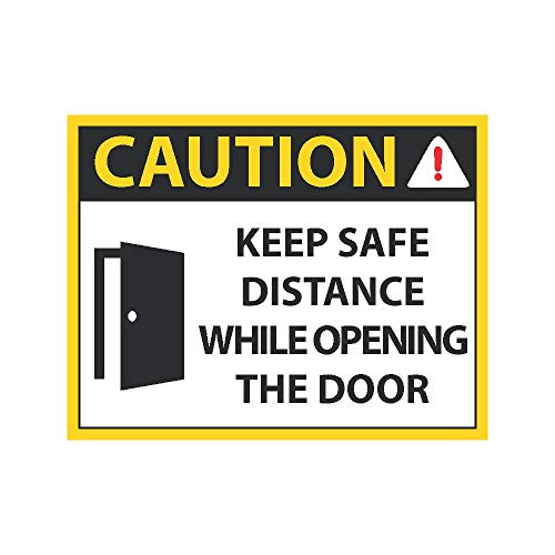 Anne Print Solutions® Caution Keep Safe Distance While Opening The Door Sticker Self Adhesive Vinyl for Door & Gate Pack of 6 Pcs Size 4.25 Inch* X 5.5 Inch* Multicolour