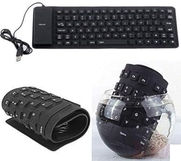 DHAVAL Foldable Silicone USB Wired Keyboard - Waterproof Roll-Up Keyboard, Flexible Silent Typing Portable Slim Keyboard for PC, Laptop, Notebook, Travel & Home
