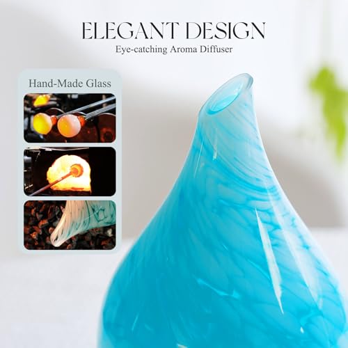 Porseme 150ml Essential Oil Diffuser Glass Color Changing Aroma Air Diffusers Aromatherapy Ultrasonic Cool Mist Humidifier 6 Running Hours Waterless Auto-Off for Sleeping Yoga Office Spa (Blue Wave) — view 5