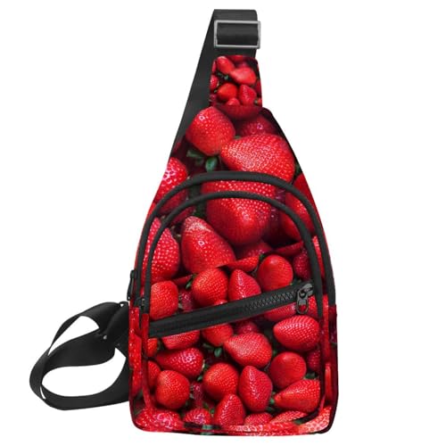 Mochila bandolera de diseño exclusivo con fresas rojas, bolsa de hombro de alta durabilidad
