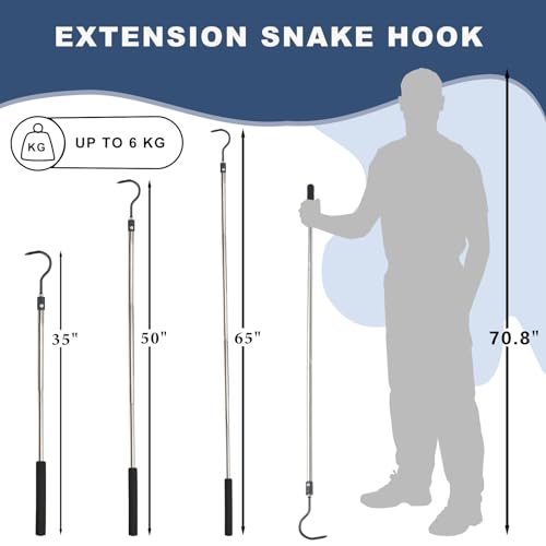 Gzlozak Gancho de cobra resistente, 89 cm - 165 cm, gancho de réptil, ponta de borracha para bola de