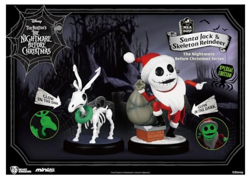 Mini figura Santa Jack y Reno de Beast Kingdom, coleccionable de pesadilla navideña