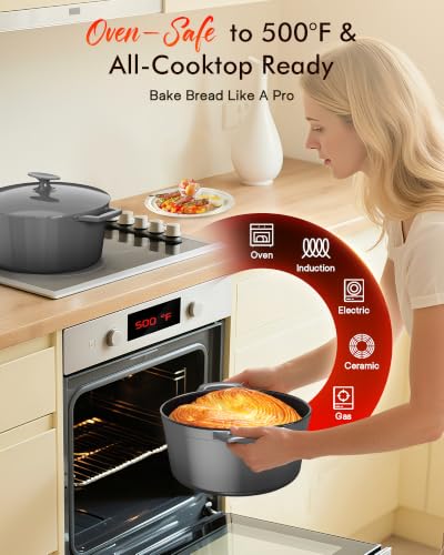 Image of Nuwave Lux 6QT Enameled Cast Iron Dutch Oven, Cast Iron Knob, Black Sesame