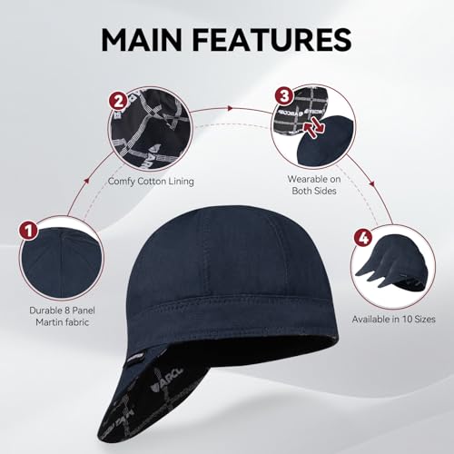 Image of ARCCAPTAIN Reversible Welding Cap, 8-Panel FR Welders Cap, Deep Blue, 6 7 /8