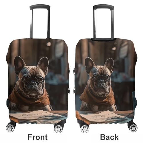 Luggage Cover Elastic Suitcase Cover Protector Washable Travel Baggage Covers Bulldog Eats Food at The Table Luggage Covers Carry On Luggage Protector Anti-scratch 19-32 Inch XL3