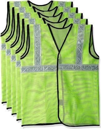 Jemei Reflective Safety Vest with 2 Inch Strips 60 GSM Unisex Fluorescent Traffic Jacket Waistcoat High Visibility Polyester for Road, Industry & Construction Safety (Green) Set of 5 (B08QCSWXMT) Amazon Price History, Amazon Price Tracker