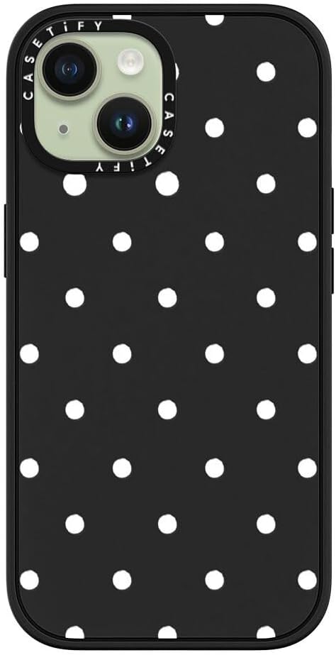 CASETiFY Impact iPhone 15 Case [4X Military Grade Drop Tested / 8.2ft Drop Protection/Compatible with Magsafe] - Classic Dottie - Matte Black