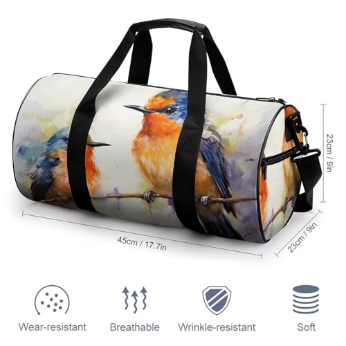 Duffel Bag for Men Women Gym Bag Oil Painting Bird Travel Duffel Bag Waterproof Overnight Bag for Sports Workout2