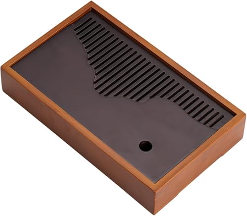 Bamboo Tea Tray, Kung Fu Tea Tray Table Box with Water Storage, Traditional Chinese Style Serving Tray, Decorative Tray for Tea Table, for Home Office (Brown, 11.8 * 7 * 2.2 in)