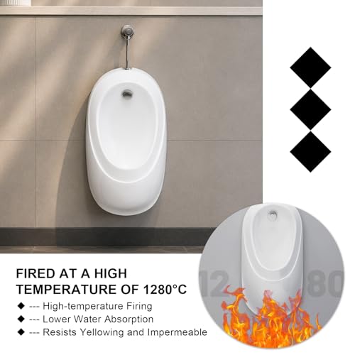 Urinal de pared para hombres con sensor inteligente y diseño ahorrador de agua, urinal de cerámica con descarga oculta, para baños, hoteles y baños públicos (presión manual, 68 cm / 26,8 pulgadas) miniatura 7
