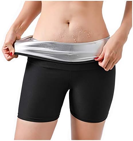 Aribelly-Pants Women's Sweating Shapewear, High Waisted Shorts Pants Workout Hot Thermo Body Shaper Sauna Sweat Pants Training Leggings Gym Fitness Exercise Capri Pants, Shorts-Elastic